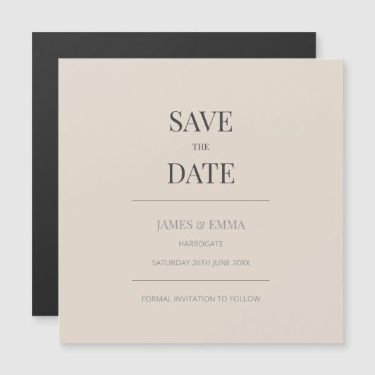 Minimalist Save the Date Card Soft Latte (正面/裏面)