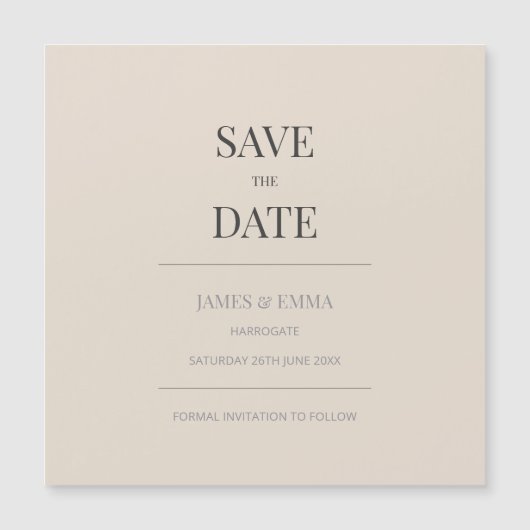 Minimalist Save the Date Card Soft Latte (正面)