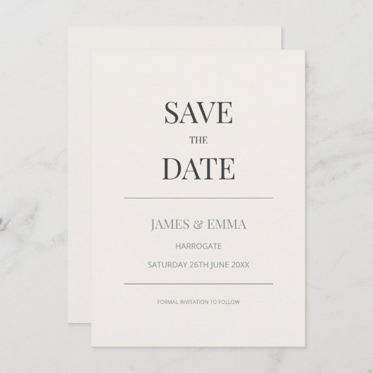 Minimalist Save the Date Card | Warm Ivory (正面/裏面)