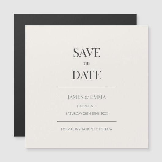 Minimalist Save the Date Card | Warm Ivory (正面/裏面)