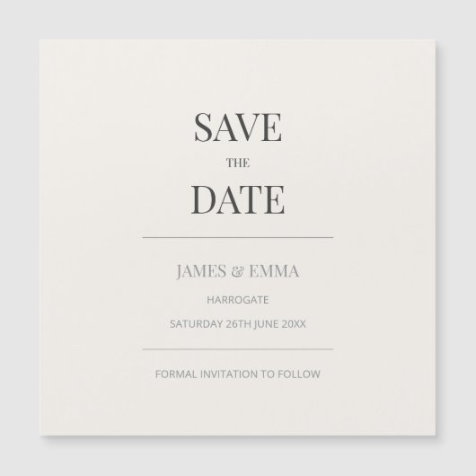 Minimalist Save the Date Card | Warm Ivory (正面)