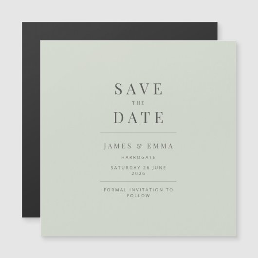 Minimalist Save the Date Pale Sage (正面/裏面)