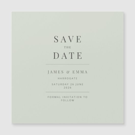 Minimalist Save the Date Pale Sage (正面)