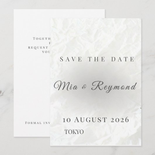 Minimalist Save the Date Wedding Card (正面/裏面)