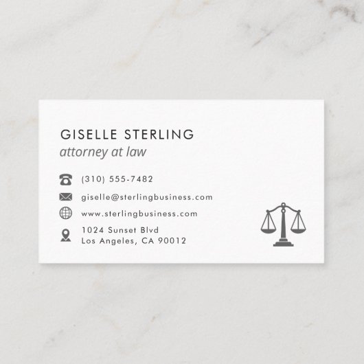 Minimalist Scales of Justice Attorney at Law 名刺 (裏面)