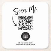 Minimalist Scan Me QR Code Business Logo Design スクエアペーパーコースター (正面)