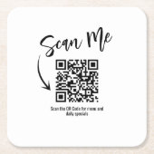 Minimalist Scan Me QR Code Restaurant Design スクエアペーパーコースター (正面)