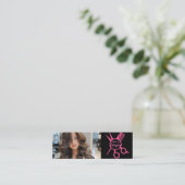 Minimalist Scissors Pink Black Photo Hair Salon スキニー名刺 (スタンド正面)