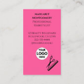 Minimalist Scissors Pink Black QR Code Hair Salon 名刺 (裏面)