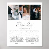 Minimalist Script 3-Photo Custom Wedding Vows ポスター (正面)
