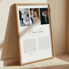 Minimalist Script 3-Photo Custom Wedding Vows ポスター