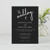 Minimalist Script Black and White Photo Wedding 招待状 (スタンド正面)