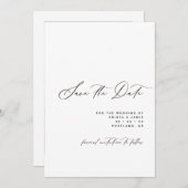 Minimalist Script Black & White Photo Wedding セーブザデート (正面/裏面)
