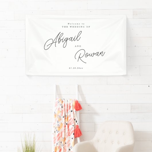 Minimalist Script Black White Wedding Welcome 横断幕 (インサイチュ)