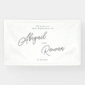Minimalist Script Black White Wedding Welcome 横断幕 (横)