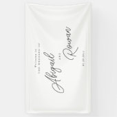 Minimalist Script Black White Wedding Welcome 横断幕 (縦)