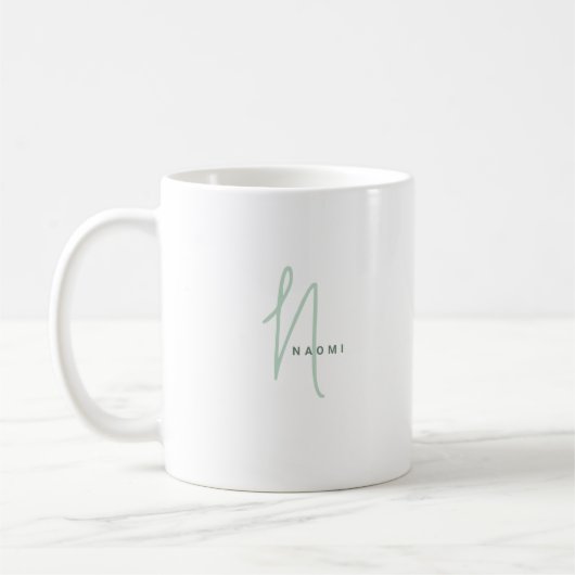 Minimalist Script | Custom Monogram and Name コーヒーマグカップ (左)