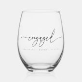 Minimalist Script "Engaged" Custom Names ステムなしワイングラス (正面)