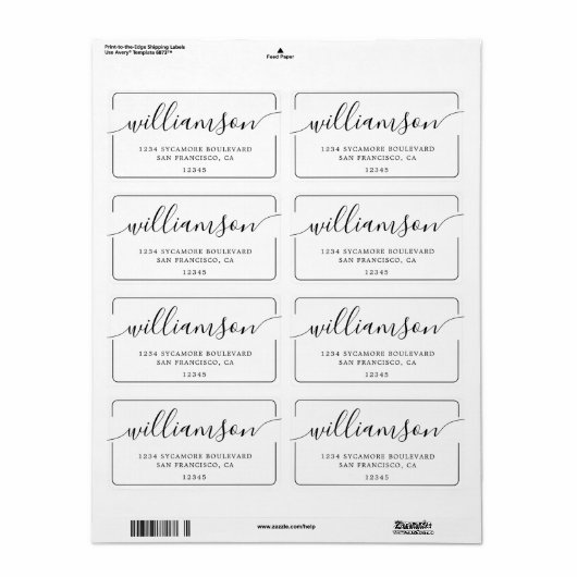 Minimalist Script Family Return Address ラベル (フルシート)