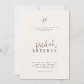 Minimalist Script Floral Monogram Rehearsal Dinner 招待状 (正面)