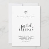 Minimalist Script Floral Monogram Rehearsal Dinner 招待状 (正面)