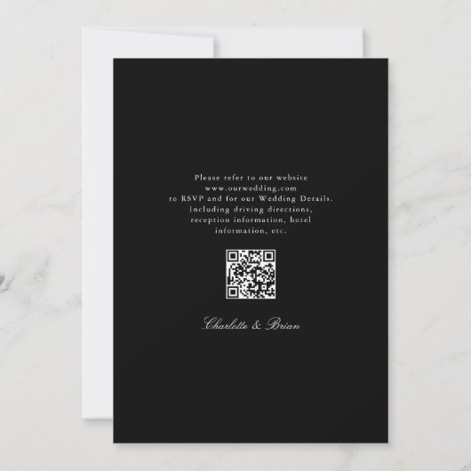 Minimalist Script Font Monogram QR Code Wedding 招待状 (裏面)