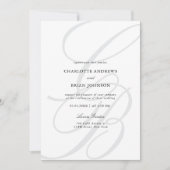 Minimalist Script Font Monogram QR Code Wedding 招待状 (正面)
