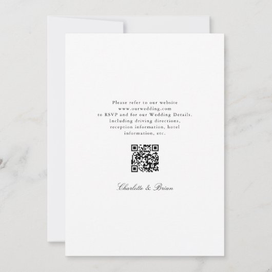 Minimalist Script Font Monogram QR Code Wedding 招待状 (裏面)
