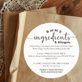 Minimalist Script Ingredient Allergen Bakery ラウンドシール