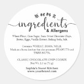 Minimalist Script Ingredient Allergen Bakery ラウンドシール (正面)