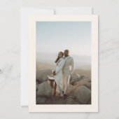 Minimalist Script Ivory & Tan Photo Wedding セーブザデート (裏面)