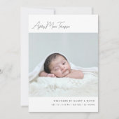 Minimalist Script Lettering 5-Photo Baby Birth 案内状 (正面)