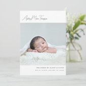 Minimalist Script Lettering 5-Photo Baby Birth 案内状 (スタンド正面)