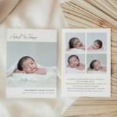 Minimalist Script Lettering 5-Photo Baby Birth 案内状