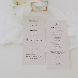 Minimalist Script Light Beige Wedding Ceremony プログラム