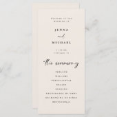 Minimalist Script Light Beige Wedding Ceremony プログラム (正面/裏面)