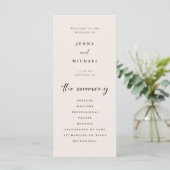 Minimalist Script Light Beige Wedding Ceremony プログラム (スタンド正面)