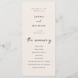 Minimalist Script Light Beige Wedding Ceremony プログラム