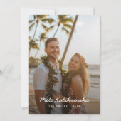 Minimalist Script Mele Kalikimaka Beach Photo シーズンカード (正面)