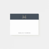 Minimalist Script Metallic Navy Blue Gold Monogram ポストイット (正面)