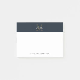 Minimalist Script Metallic Navy Blue Gold Monogram ポストイット
