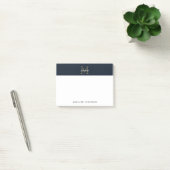Minimalist Script Metallic Navy Blue Gold Monogram ポストイット (オフィス)