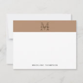 Minimalist Script Metallic Taupe Gold Monogram ノートカード (正面)