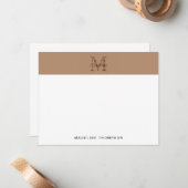 Minimalist Script Metallic Taupe Gold Monogram ノートカード (正面/裏面インサイチュ)