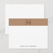Minimalist Script Metallic Taupe Gold Monogram ノートカード (正面/裏面)