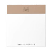 Minimalist Script Metallic Taupe Gold Monogram ノートパッド (正面)