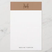 Minimalist Script Metallic Taupe Gold Monogram 便箋 (正面)