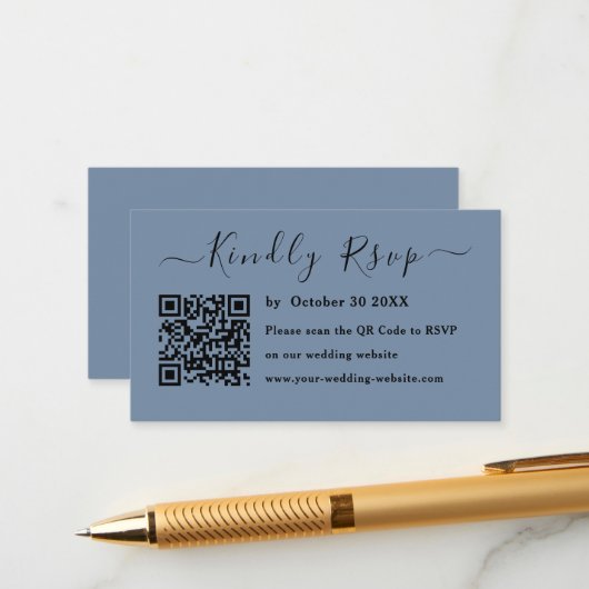 Minimalist Script | Modern QR Code RSVP Wedding エンクロージャーカード (正面/裏面インサイチュ)