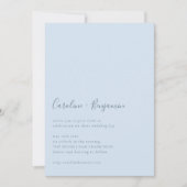 Minimalist Script Modern Simple Soft Blue Wedding 招待状 (正面)