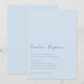 Minimalist Script Modern Simple Soft Blue Wedding 招待状 (正面/裏面)